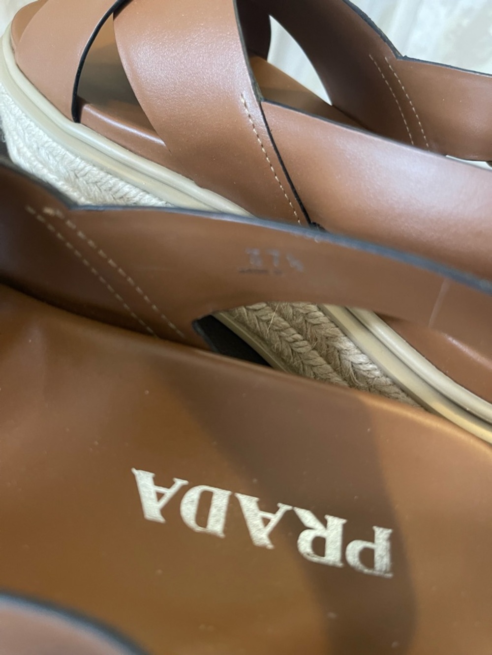 Prada Leather Platform Sandals 37 1/2 like new - Picture 5 of 9